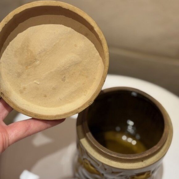 Vintage Sheila Fournier Ceramic Pottery Cannister Panda Bamboo Glazed 4.75" - Picture 7 of 9